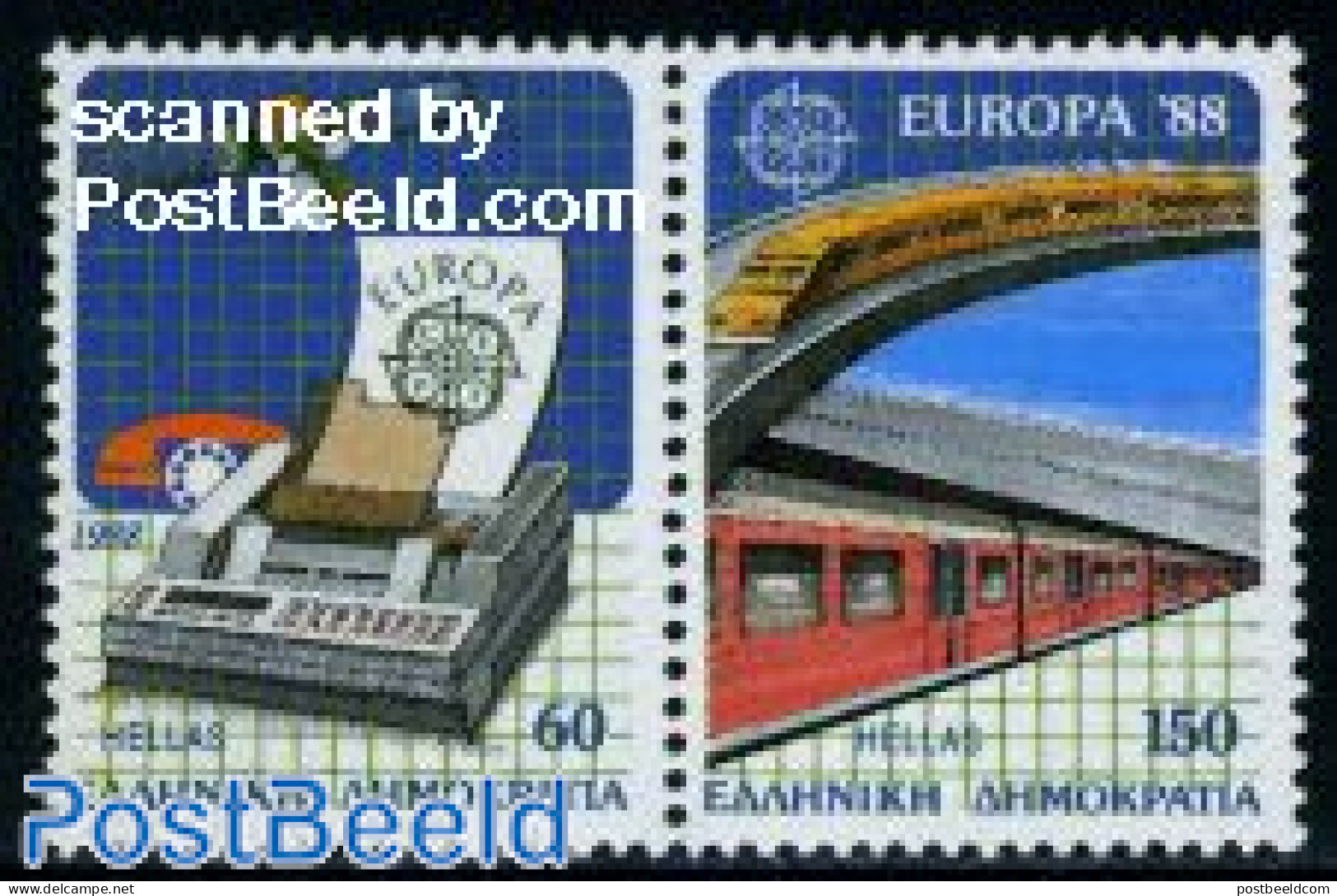 Greece 1988 Europa, Transport And Communication 2v [:], Mint NH, History - Science - Transport - Europa (cept) - Compu.. - Neufs