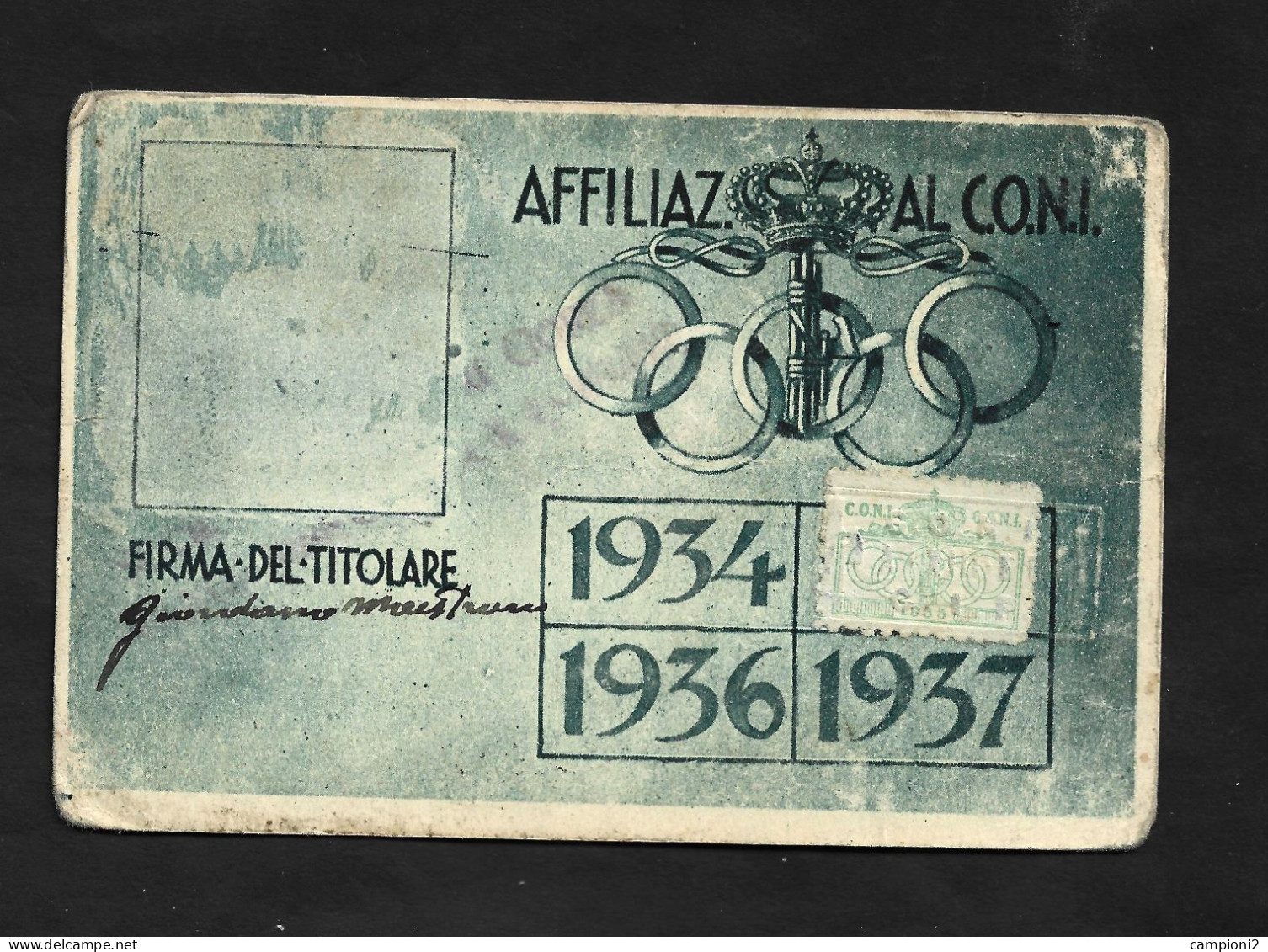 Tessera Della Reale Federazione Italiana Di Canottaggio Rilasciata Nel 1935. Intestata. - Membership Cards