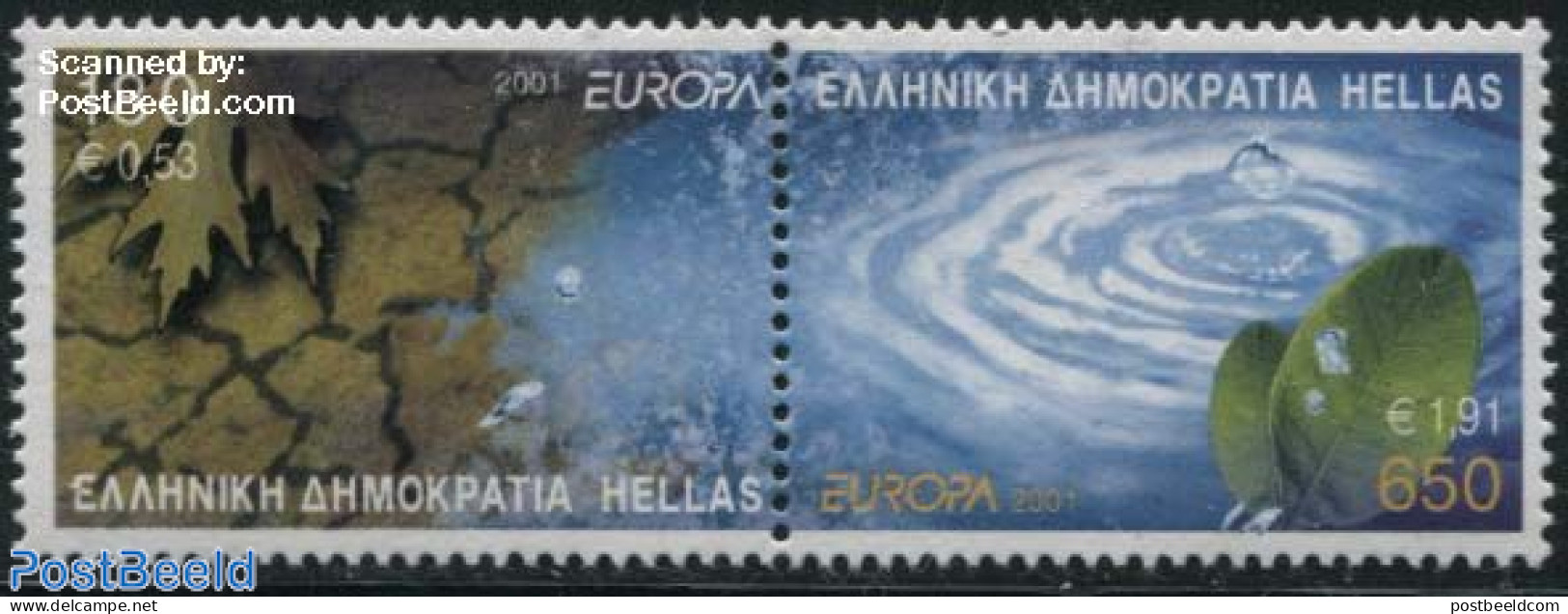 Greece 2001 Europa, Water 2v [:], Mint NH, History - Nature - Europa (cept) - Water, Dams & Falls - Unused Stamps