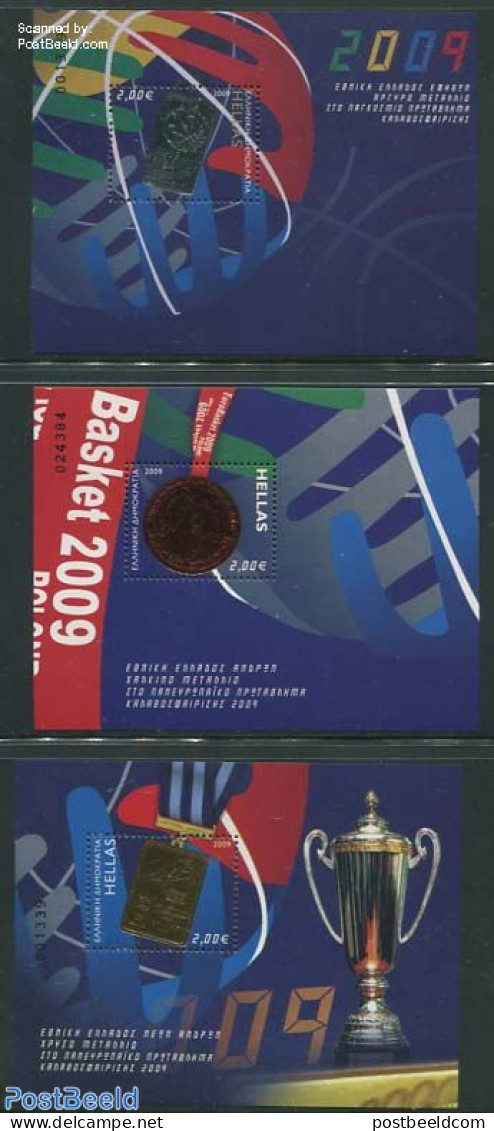 Greece 2009 Int. Distinctions For Greek Basketball 3 S/s, Mint NH, Sport - Basketball - Sport (other And Mixed) - Ungebraucht