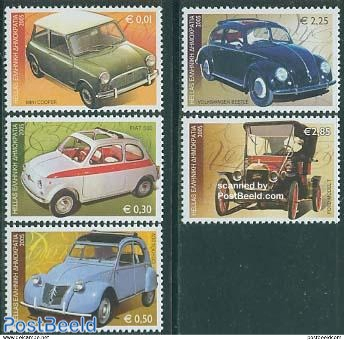 Greece 2005 Legendary Cars 5v, Mint NH, Transport - Automobiles - Unused Stamps
