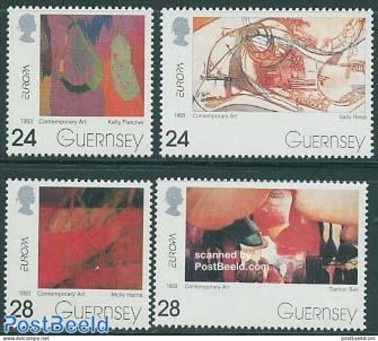 Guernsey 1993 Europa, Modern Art 4v, Mint NH, History - Europa (cept) - Art - Modern Art (1850-present) - Guernsey