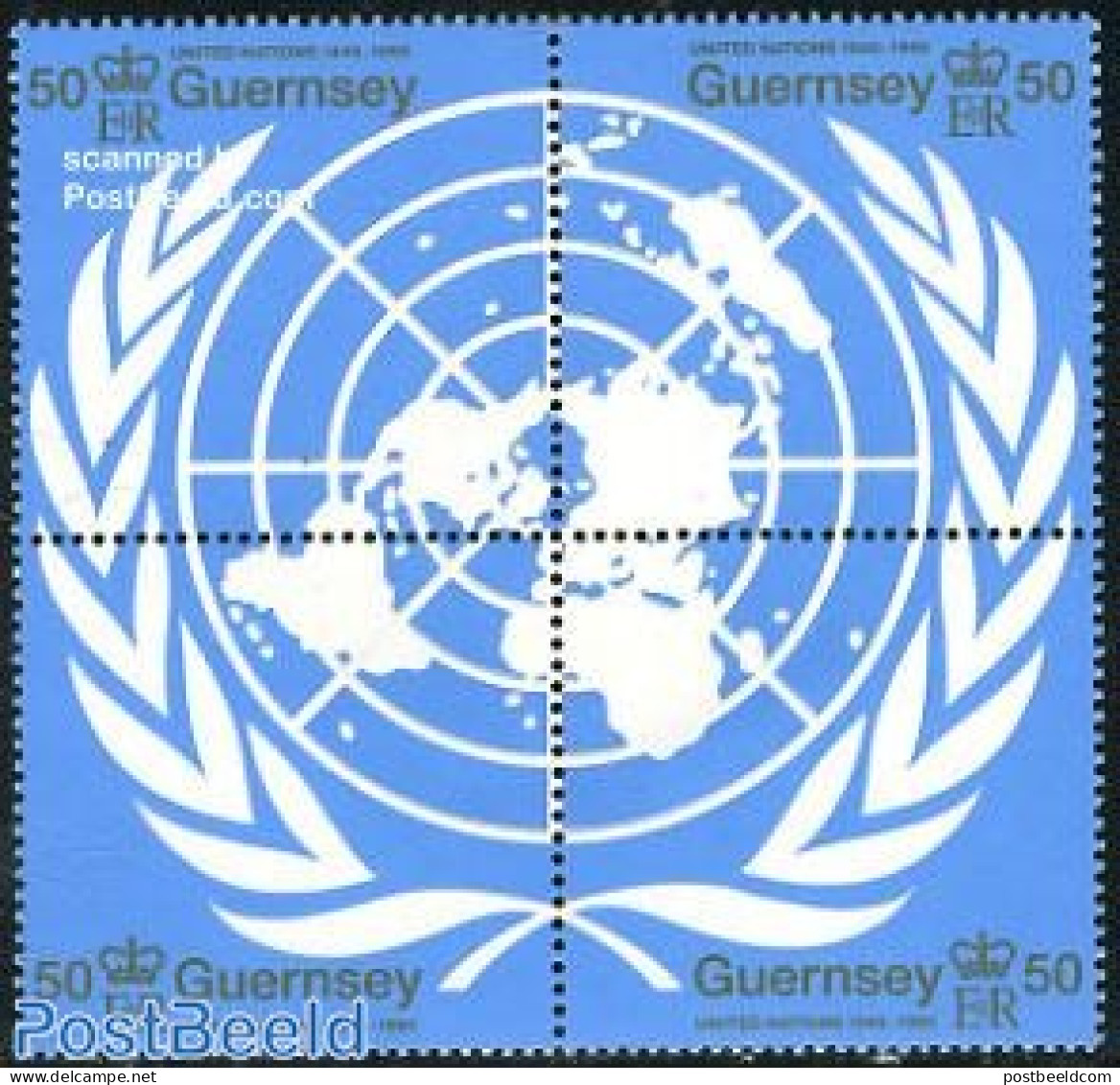 Guernsey 1995 50 Years U.N.O. 4v [+], Mint NH, History - Various - United Nations - Maps - Geographie