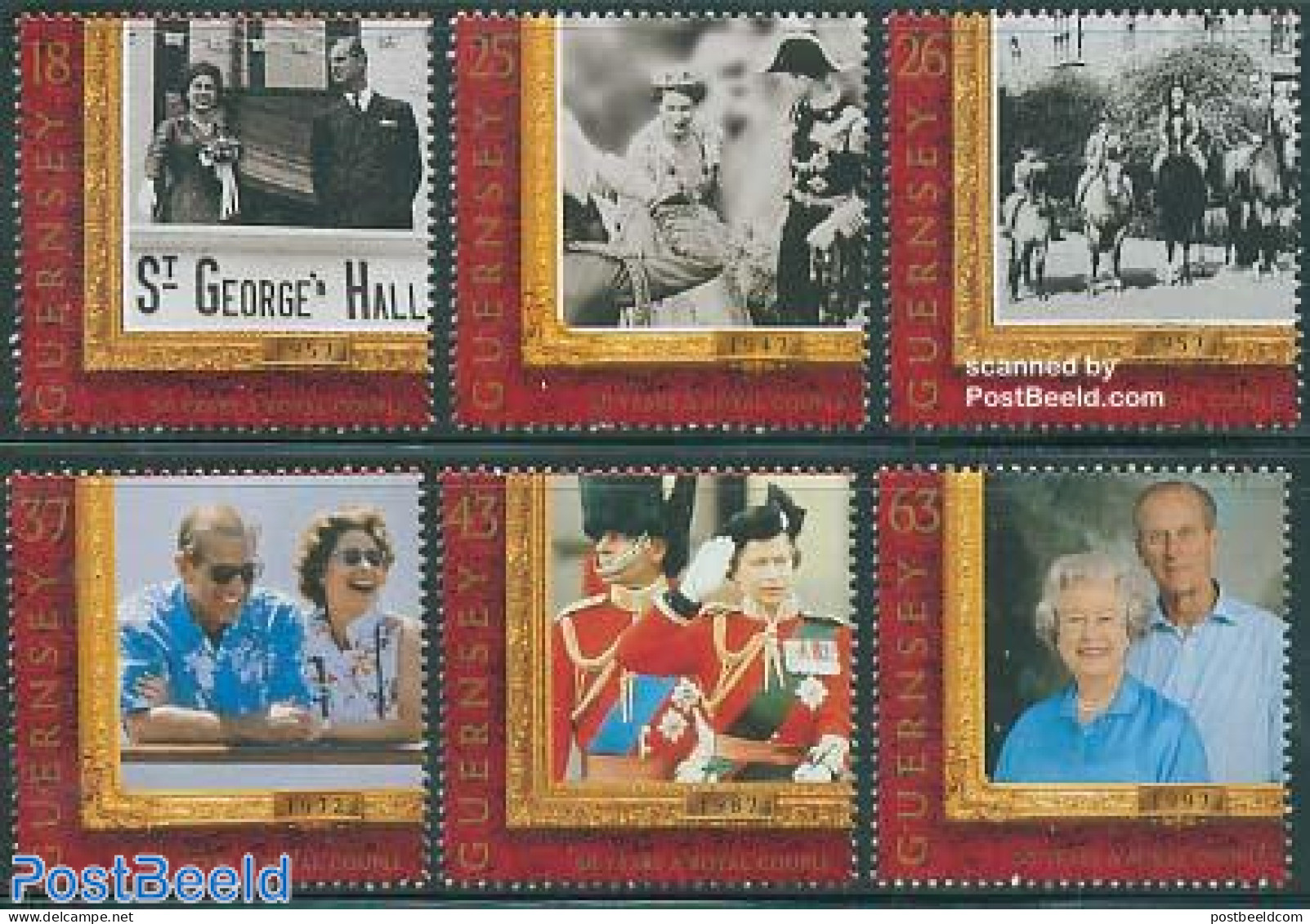 Guernsey 1997 Royal Golden Wedding 6v, Mint NH, History - Nature - Kings & Queens (Royalty) - Horses - Royalties, Royals