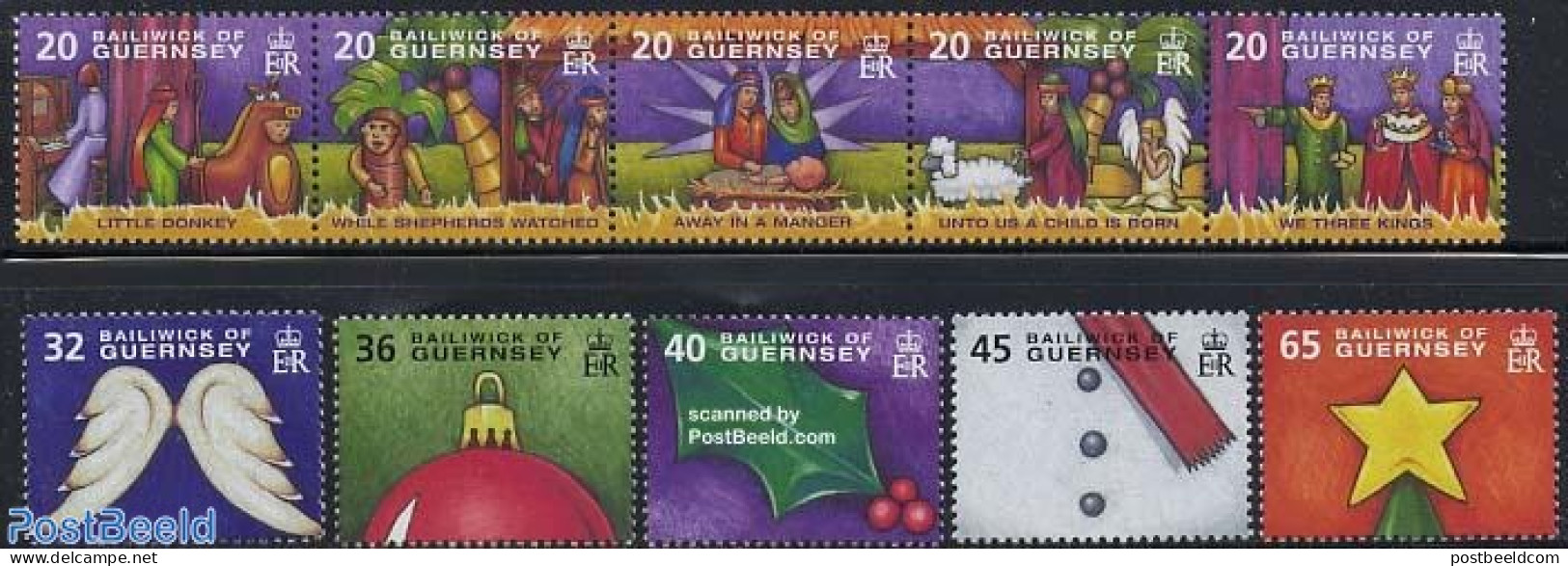 Guernsey 2004 Christmas 10v (5v+[::::]), Mint NH, Religion - Christmas - Noël