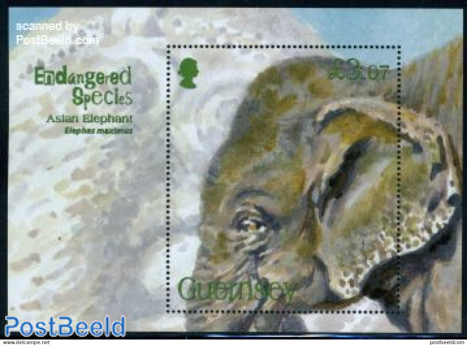 Guernsey 2010 Endangered Animals, Elephant S/s, Mint NH, Nature - Animals (others & Mixed) - Elephants - Guernesey
