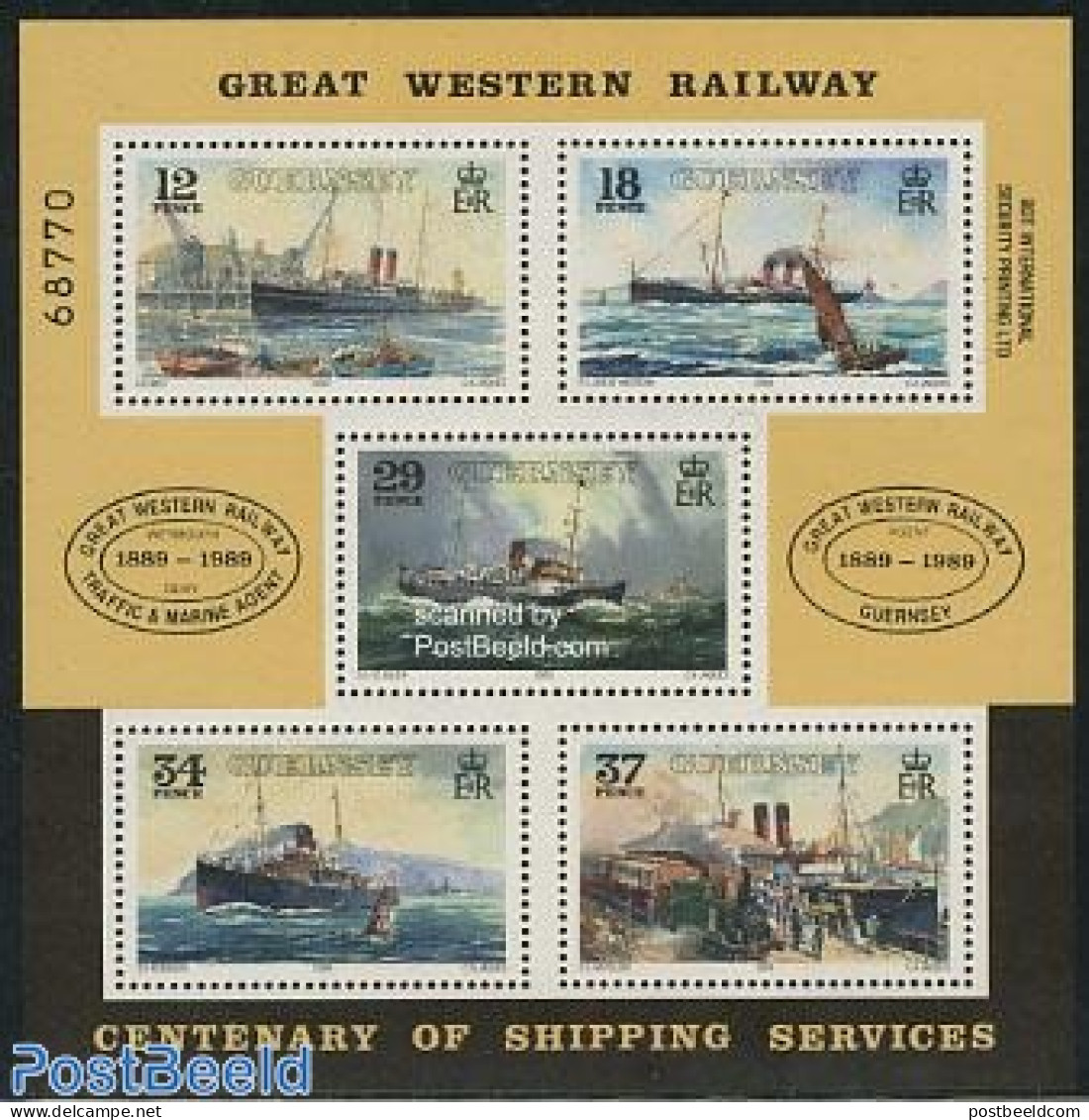 Guernsey 1989 Great Western Railway S/s, Mint NH, Transport - Various - Railways - Ships And Boats - Lighthouses & Saf.. - Trains