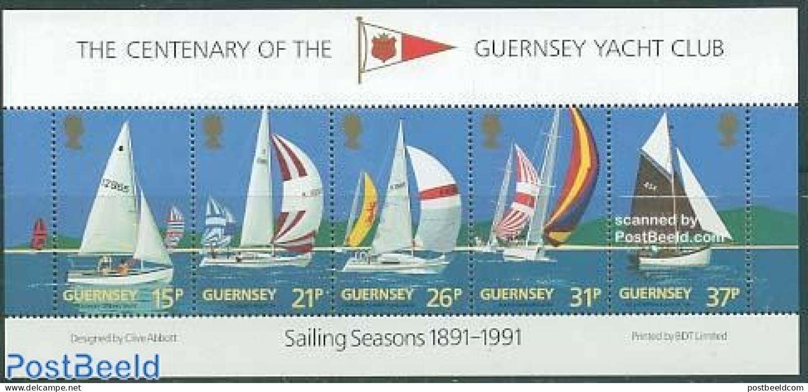 Guernsey 1991 Yachtclub S/s, Mint NH, Sport - Transport - Sailing - Sport (other And Mixed) - Ships And Boats - Sailing