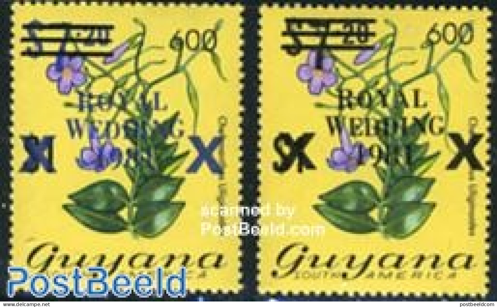 Guyana 1984 Overprints 2v, Mint NH, Nature - Flowers & Plants - Guyana (1966-...)