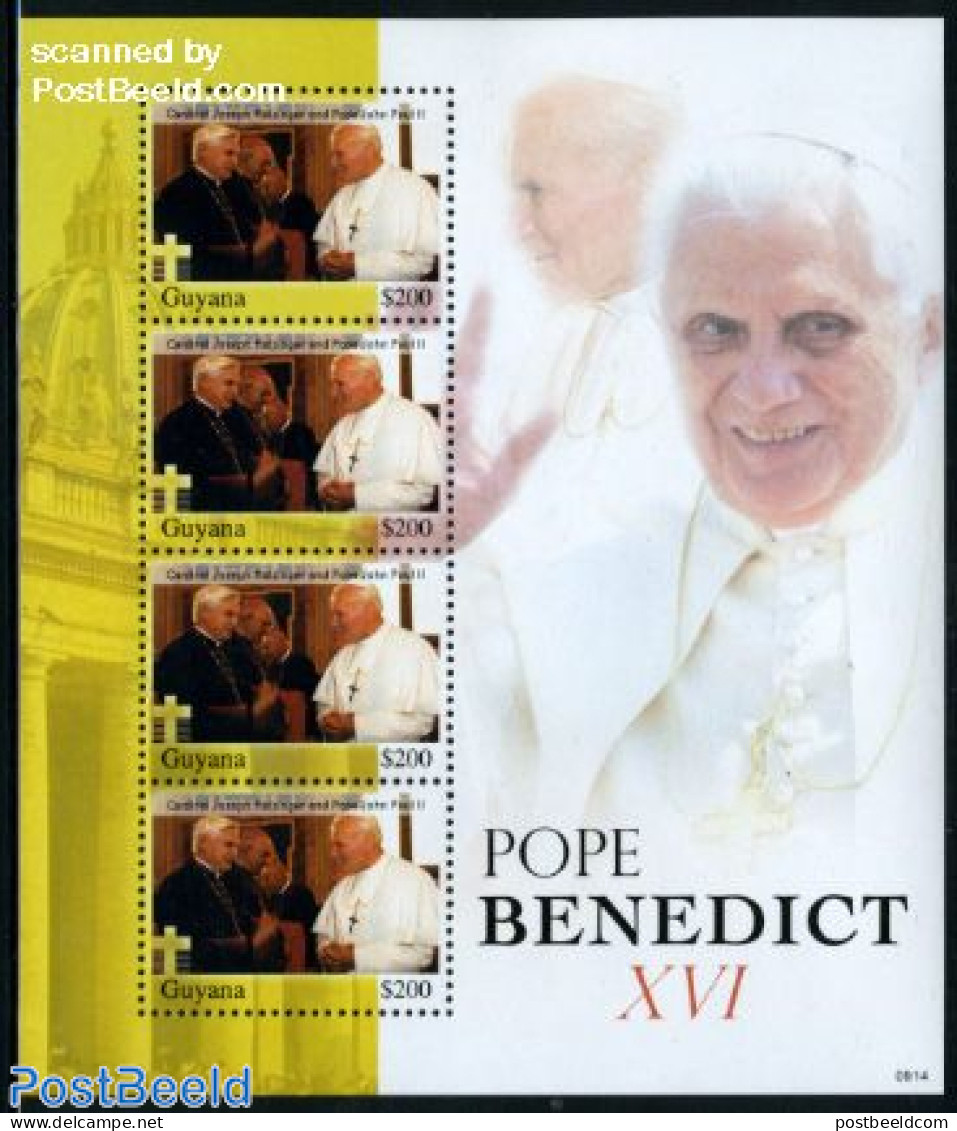 Guyana 2009 Pope Benedict XVI 4v M/s, Mint NH, Religion - Pope - Religion - Papes