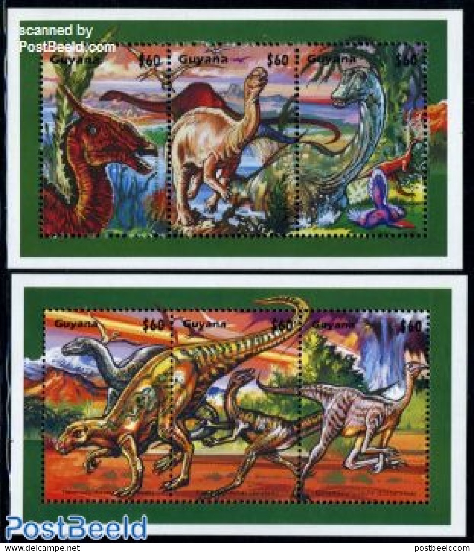 Guyana 1996 Preh. Animals 6v (2 M/s), Mint NH, Nature - Prehistoric Animals - Prehistorics