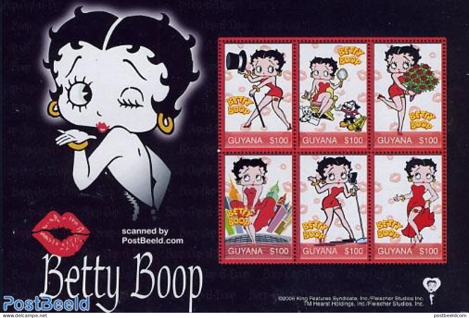 Guyana 2006 Betty Boop 6v M/s, Mint NH, Art - Comics (except Disney) - Bandes Dessinées