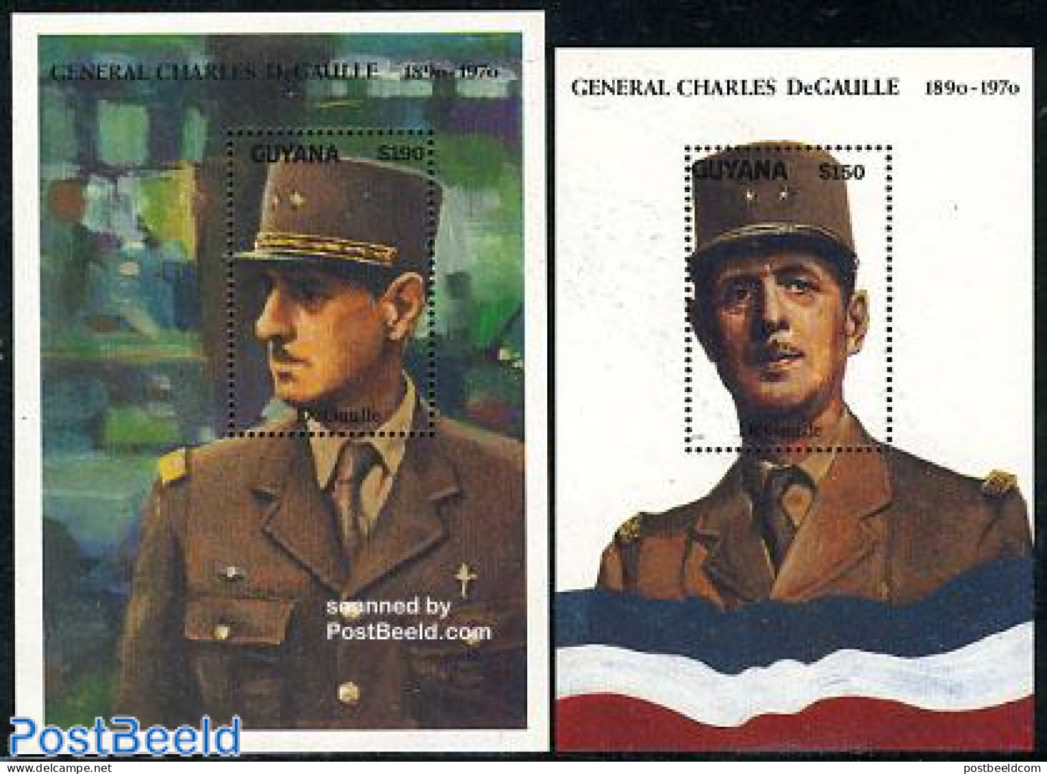 Guyana 1991 Charles De Gaulle 2 S/s, Mint NH, History - French Presidents - Politicians - World War II - De Gaulle (Général)