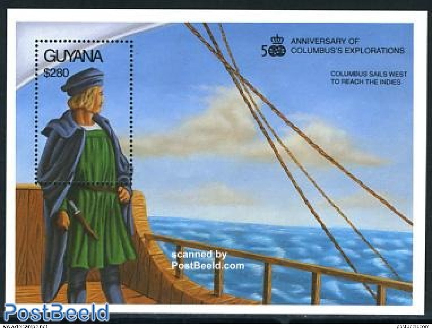 Guyana 1992 Columbus S/s, Mint NH, History - Explorers - Explorateurs