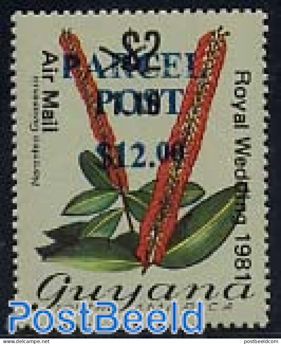 Guyana 1983 Parcel Stamp 1v, Mint NH, History - Nature - Kings & Queens (Royalty) - Flowers & Plants - Familles Royales