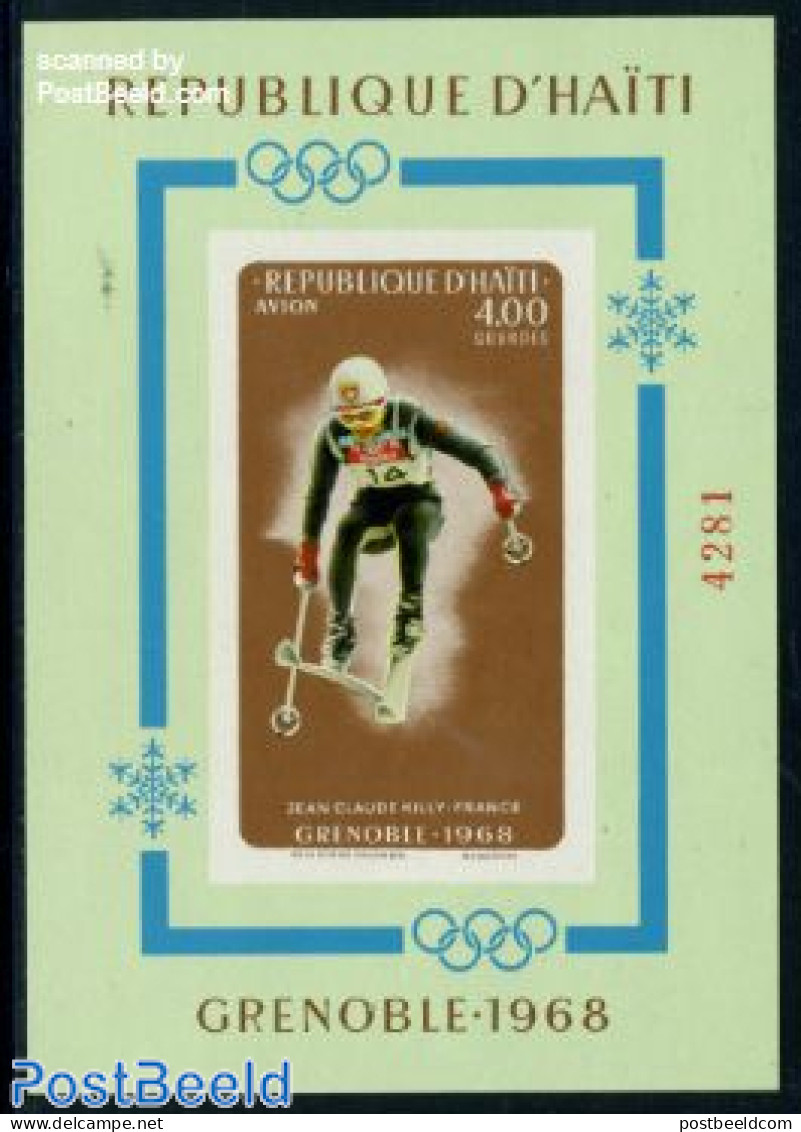 Haiti 1968 Winter Olympic Winners S/s Imperforated, Mint NH, Sport - Olympic Winter Games - Skiing - Skiing