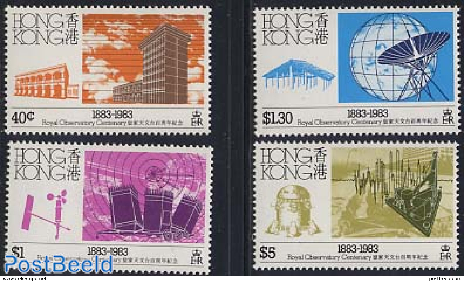 Hong Kong 1983 Observatory 4v, Mint NH, Science - Astronomy - Meteorology - Unused Stamps