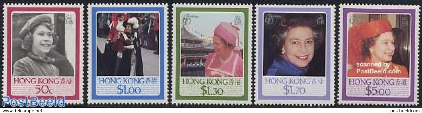 Hong Kong 1986 Queen Birthday 5v, Mint NH, History - Kings & Queens (Royalty) - Neufs