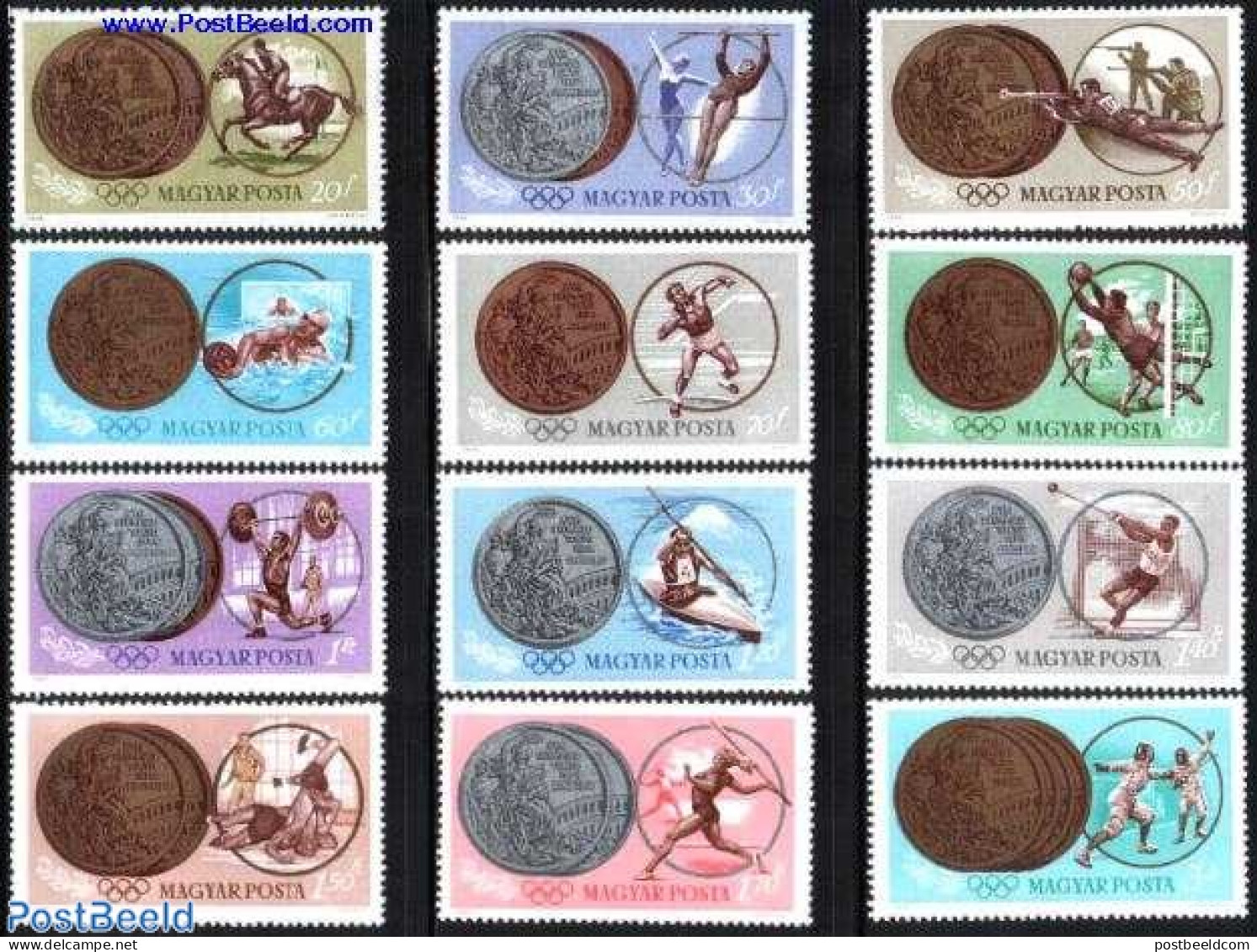 Hungary 1965 Olympic Winners 12v, Mint NH, Nature - Sport - Horses - Athletics - Fencing - Football - Gymnastics - Kay.. - Unused Stamps