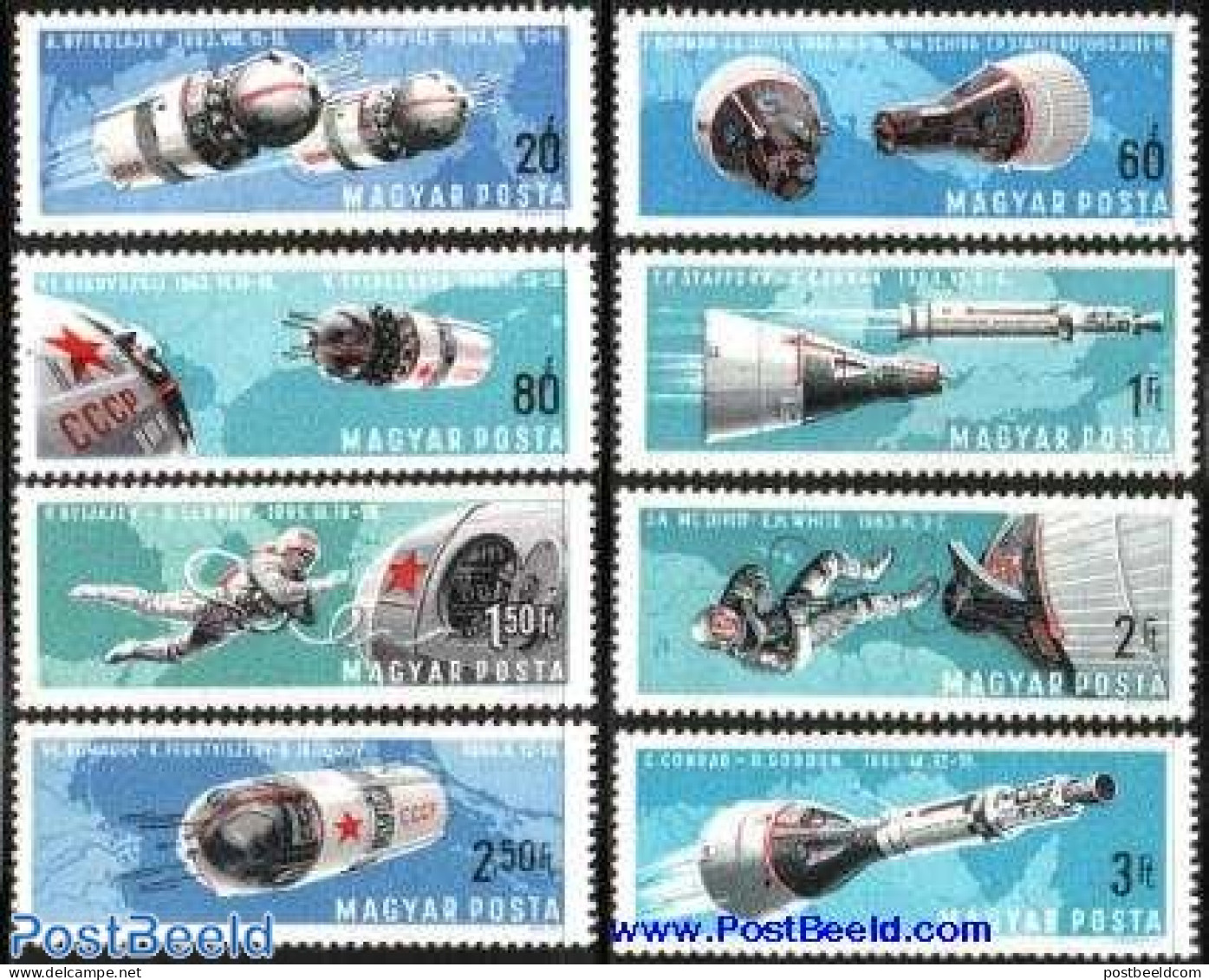 Hungary 1966 Space Flights 8v, Mint NH, Transport - Space Exploration - Ungebraucht