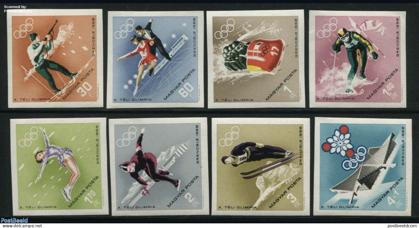 Hungary 1968 Olympic Winter Games 8v Imperforated, Mint NH, Sport - (Bob) Sleigh Sports - Olympic Winter Games - Skati.. - Unused Stamps
