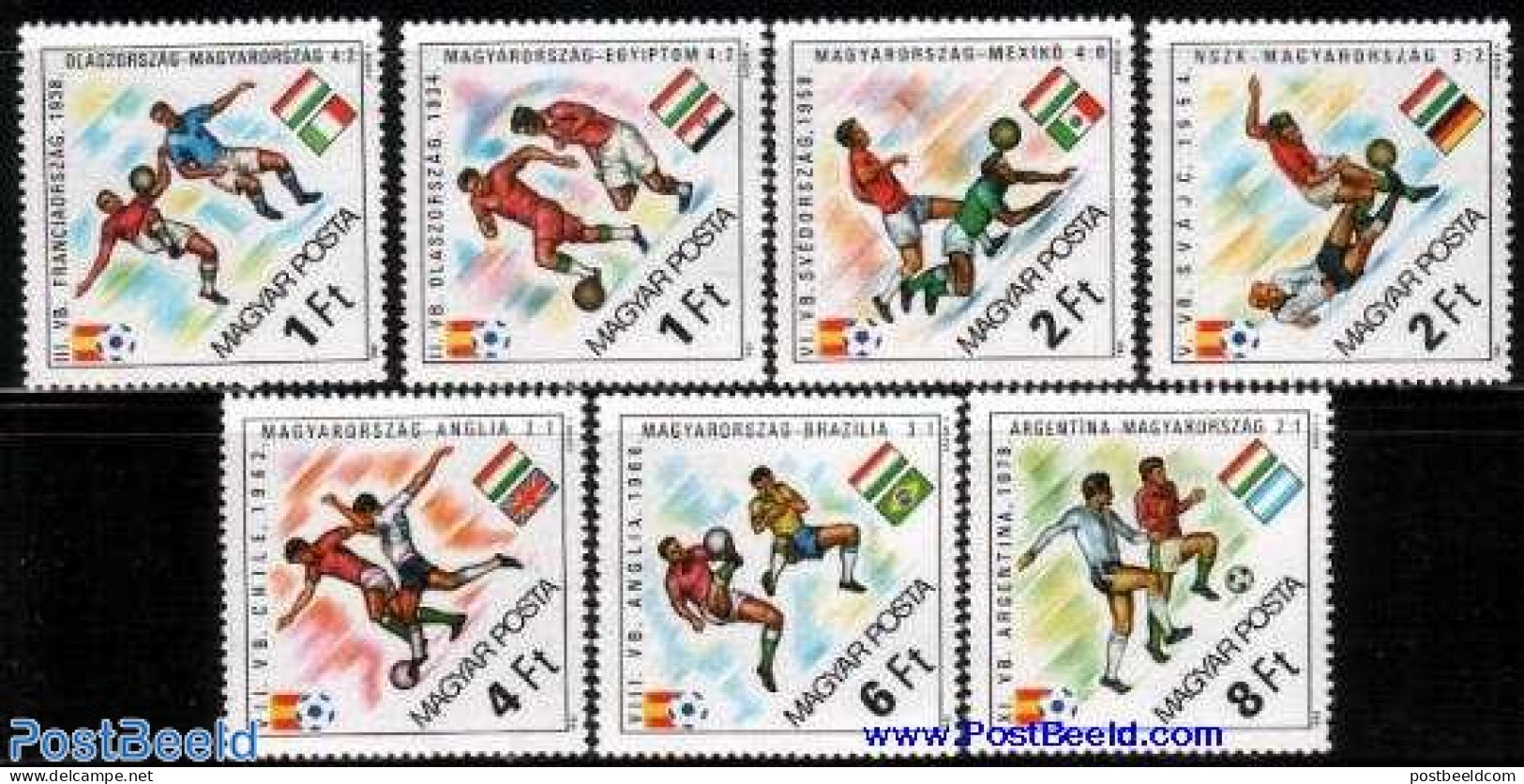 Hungary 1982 World Cup Football Spain 7v, Mint NH, Sport - Football - Unused Stamps