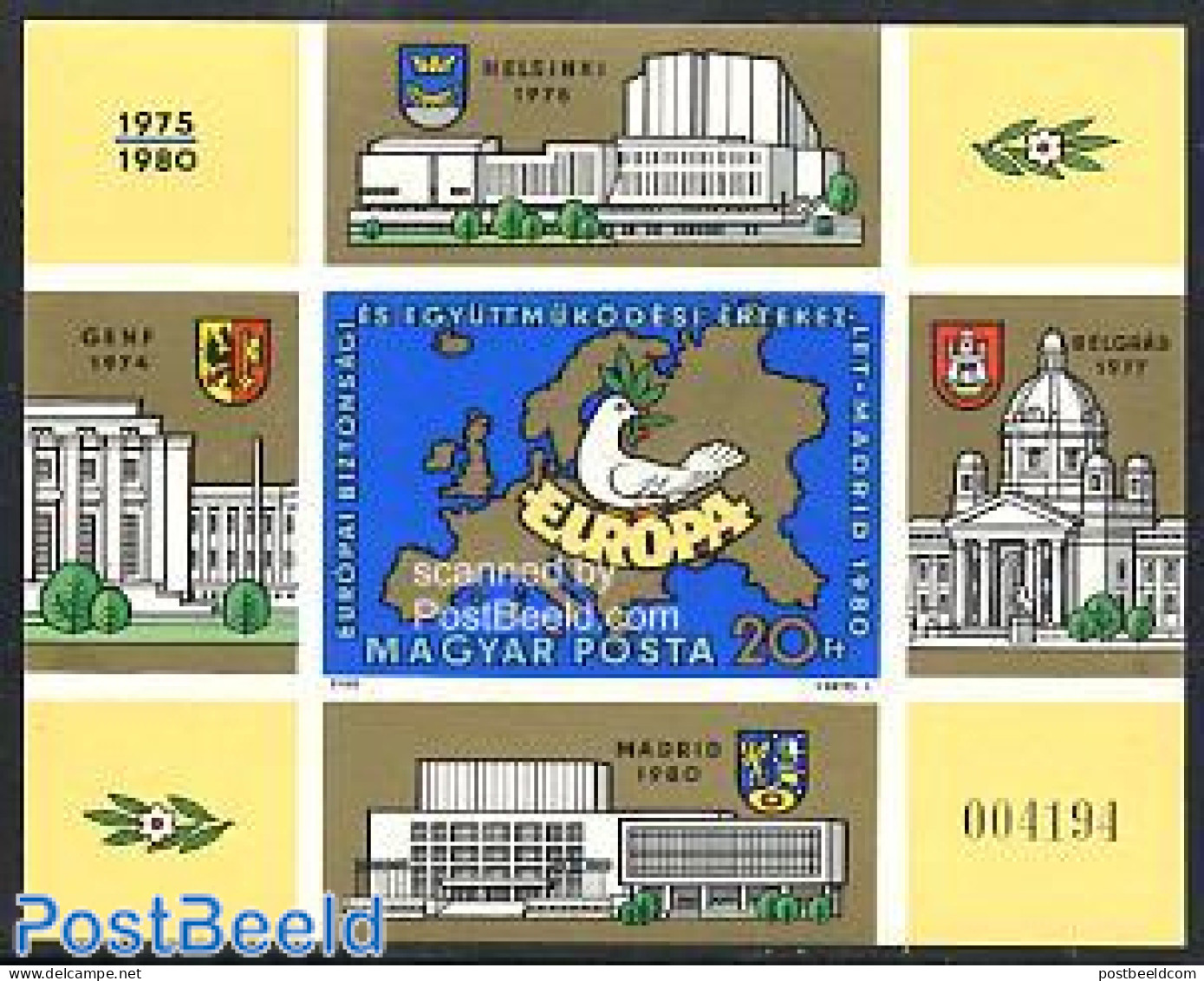 Hungary 1980 European Safety Conf. S/s Imperforated, Mint NH, History - Various - Coat Of Arms - Europa Hang-on Issues.. - Unused Stamps