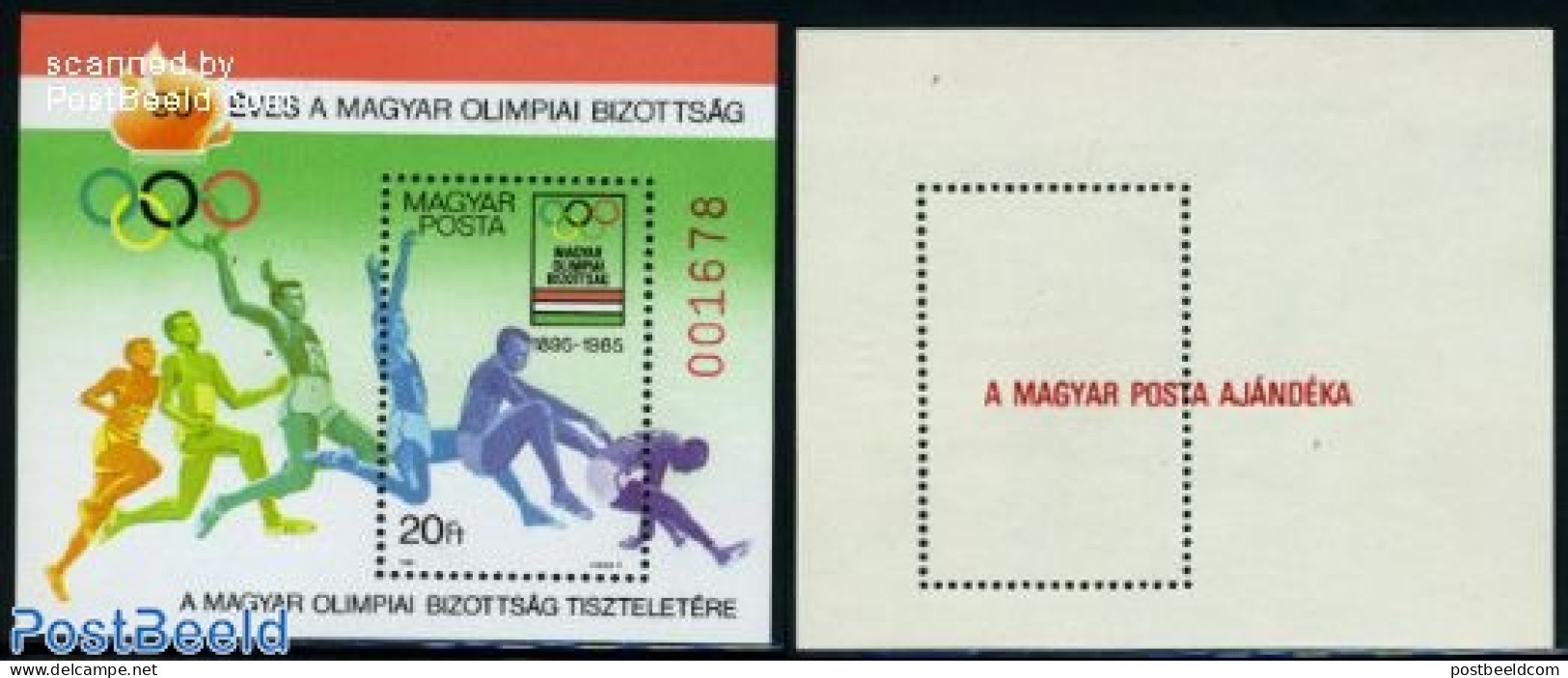 Hungary 1985 Olympic Commitee Presentation S/s, With Reverse Pr, Mint NH, Sport - Olympic Games - Ungebraucht