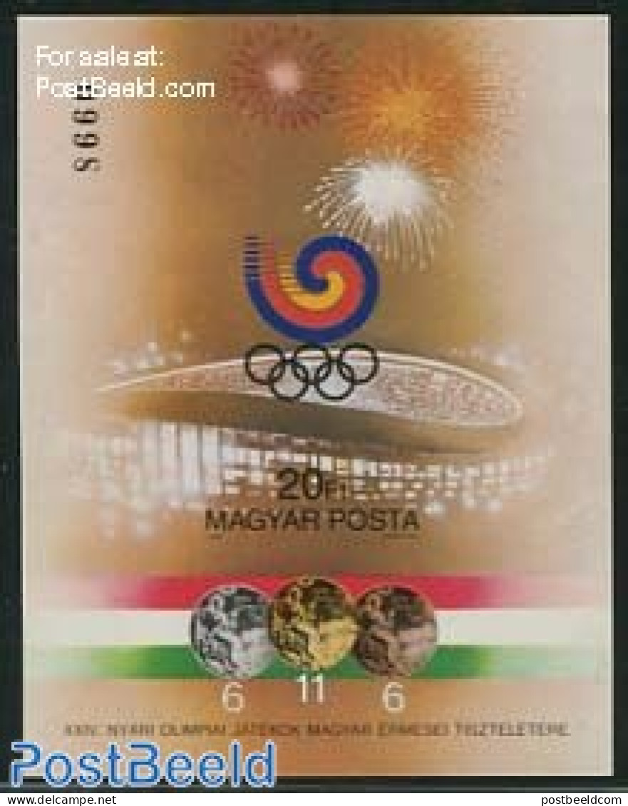 Hungary 1988 Olympic Winners S/s Imperforated, Mint NH, Sport - Olympic Games - Ungebraucht