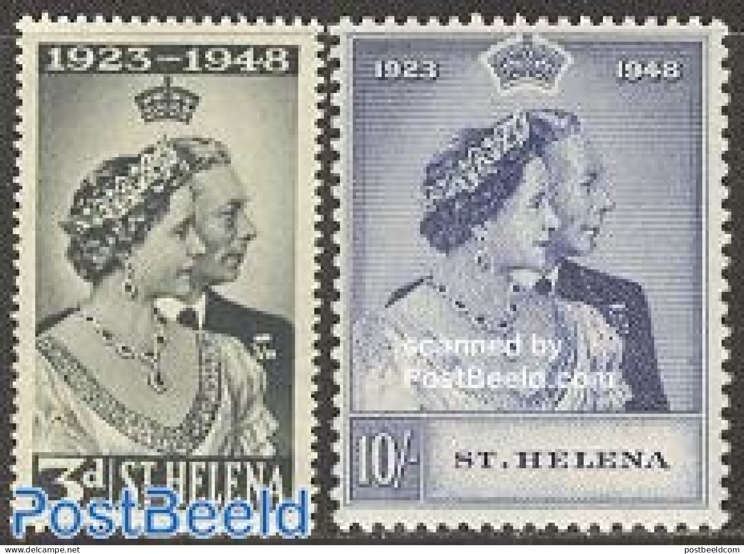 Saint Helena 1948 Silver Wedding 2v, Unused (hinged), History - Kings & Queens (Royalty) - Familles Royales