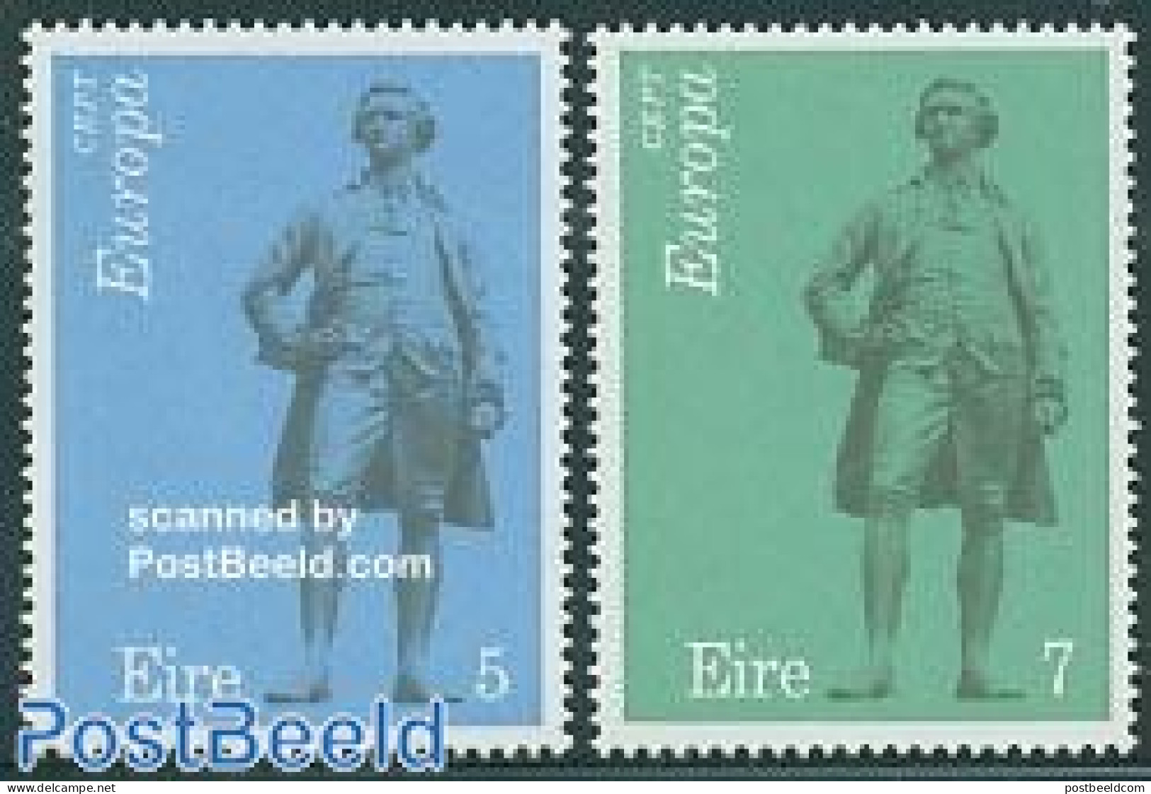 Ireland 1974 Europa 2v, Mint NH, History - Europa (cept) - Newspapers & Journalism - Politicians - Art - Sculpture - Unused Stamps