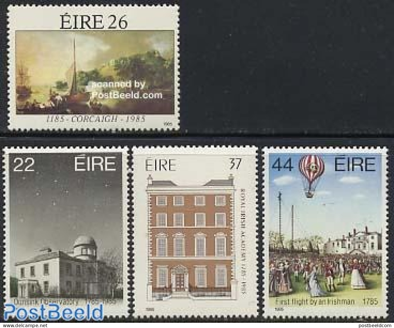 Ireland 1985 Mixed Issue 4v, Mint NH, Science - Transport - Astronomy - Balloons - Art - Paintings - Unused Stamps