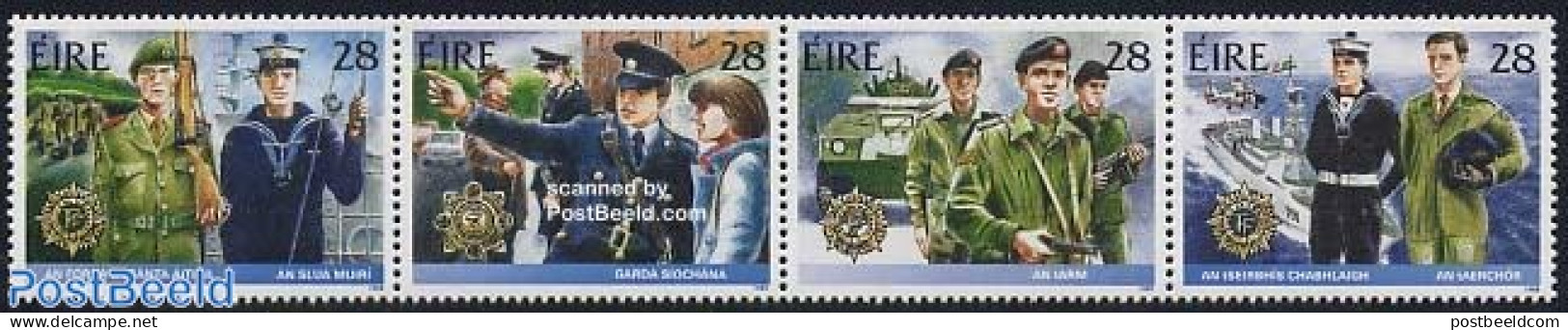 Ireland 1988 Security Services 4v [:::], Mint NH, History - Transport - Various - Militarism - Helicopters - Ships And.. - Ongebruikt