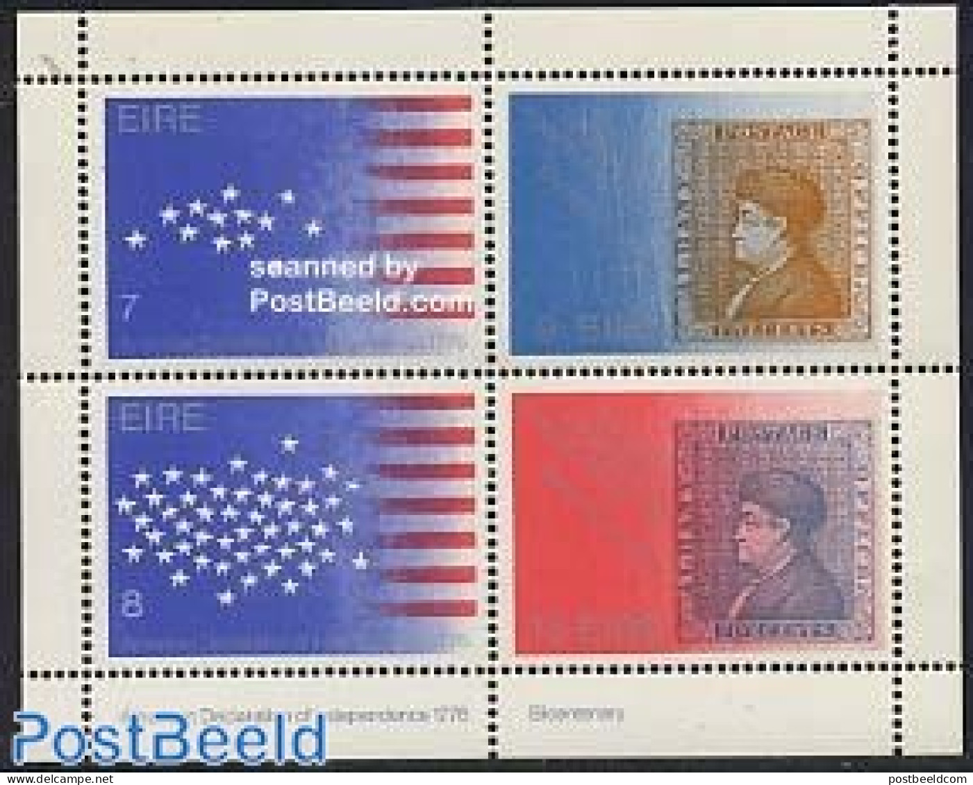 Ireland 1976 American Bicentenary S/s, Mint NH, History - US Bicentenary - Stamps On Stamps - Unused Stamps