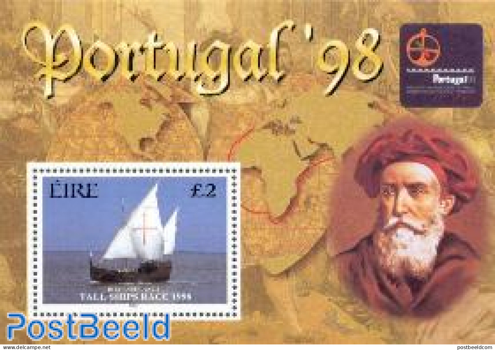 Ireland 1998 Portugal 98 S/s, Mint NH, Transport - Philately - Ships And Boats - Unused Stamps