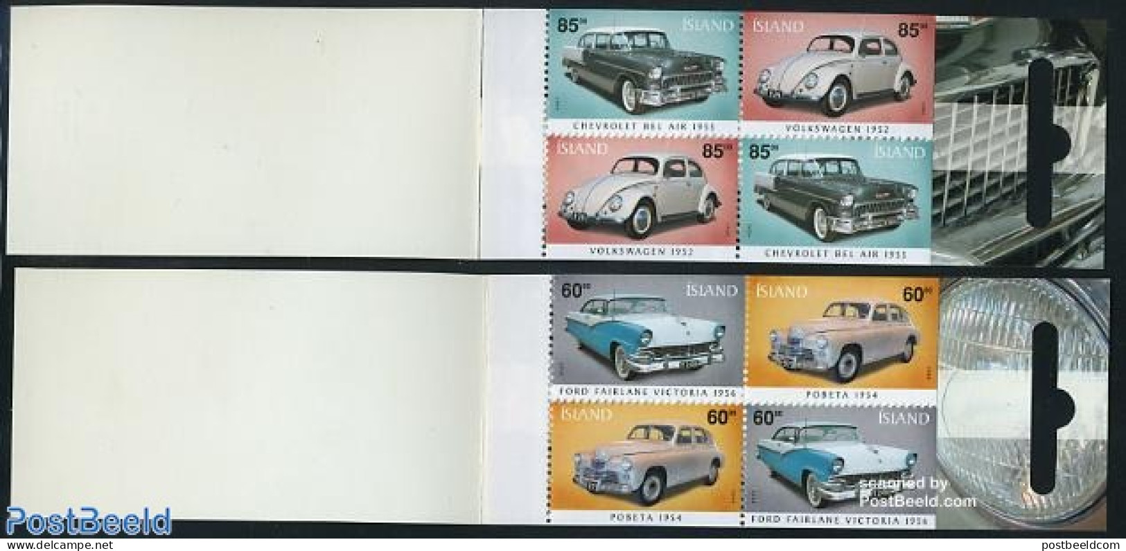 Iceland 2004 Automobiles 2x4v In Booklets, Mint NH, Transport - Stamp Booklets - Automobiles - Unused Stamps