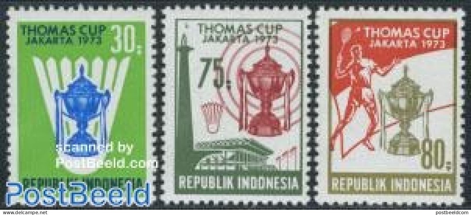 Indonesia 1973 Thomas Cup 3v, Mint NH, Sport - Badminton - Sport (other And Mixed) - Badminton