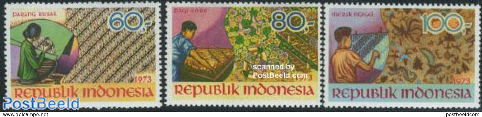 Indonesia 1973 Art & Culture 3v, Mint NH, Various - Textiles - Textile