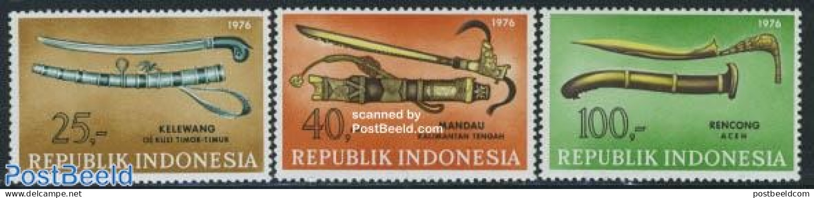 Indonesia 1976 Art & Culture 3v, Mint NH, Various - Weapons - Unclassified