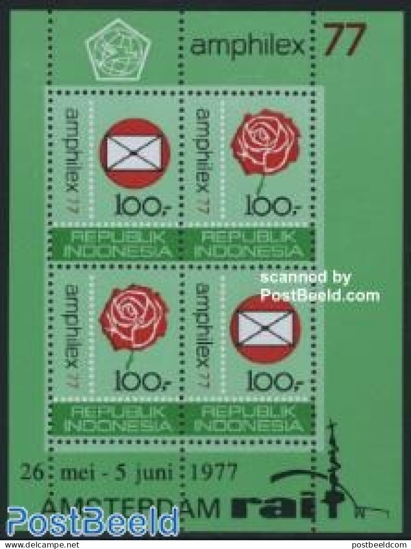 Indonesia 1977 Amphilex S/s Perforated, Mint NH, Nature - Flowers & Plants - Roses - Philately - Indonésie