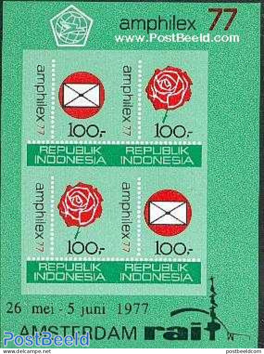 Indonesia 1977 Amphilex S/s Imperforated, Mint NH, Nature - Flowers & Plants - Roses - Philately - Indonesië