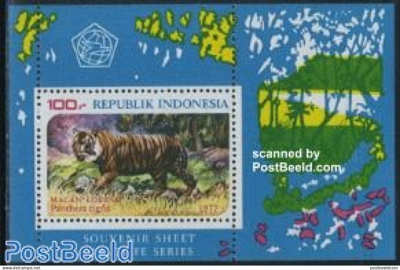 Indonesia 1977 Tiger S/s Perforated, Mint NH, Nature - Animals (others & Mixed) - Cat Family - Indonésie