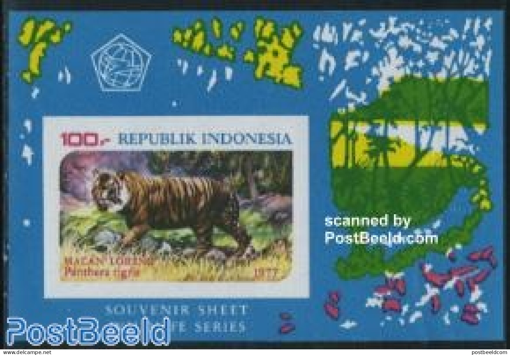 Indonesia 1977 Tiger S/s Imperforated, Mint NH, Nature - Animals (others & Mixed) - Cat Family - Indonesië
