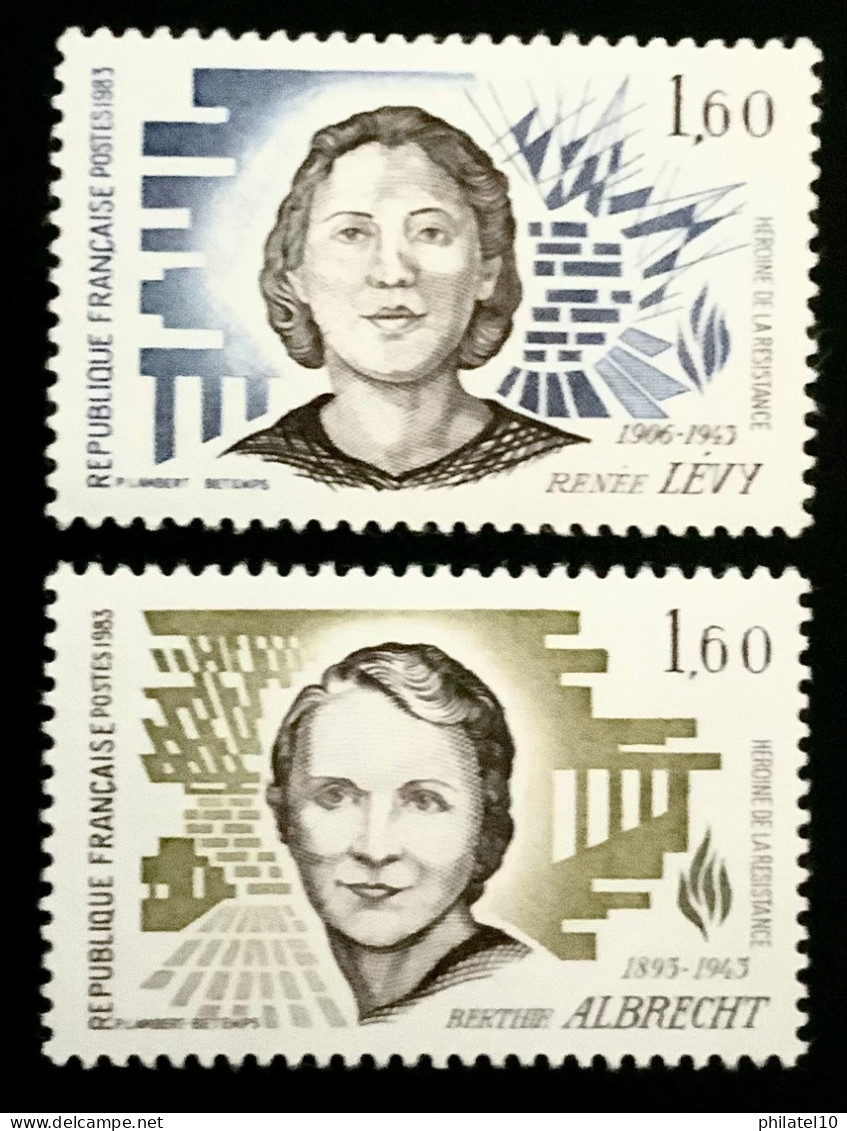 1983 FRANCE N 2293 / 2294 - HÉROÏNES DE LA RÉSISTANCE . BERTHE ALBRECHT ET  RENÉE LÉVY - NEUF** - Unused Stamps