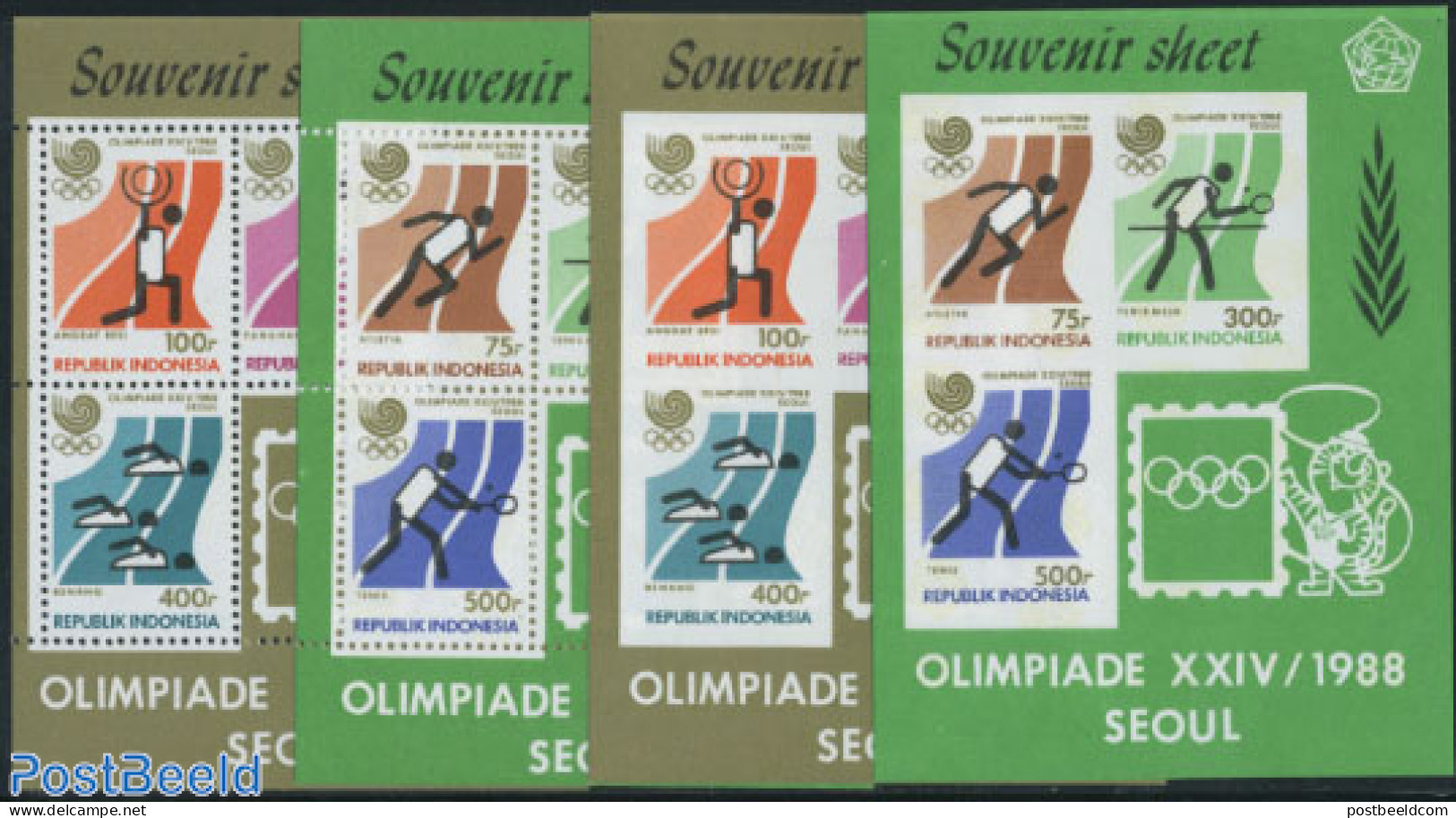 Indonesia 1988 Olympic Games Seoul 4 S/s, Mint NH, Sport - Olympic Games - Shooting Sports - Swimming - Table Tennis -.. - Shooting (Weapons)