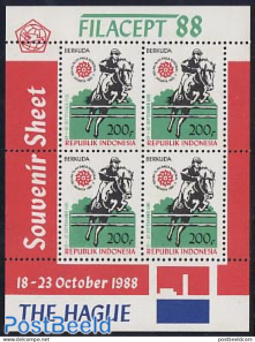 Indonesia 1988 Filacept S/s, Mint NH, Nature - Sport - Horses - Sport (other And Mixed) - Philately - Indonésie