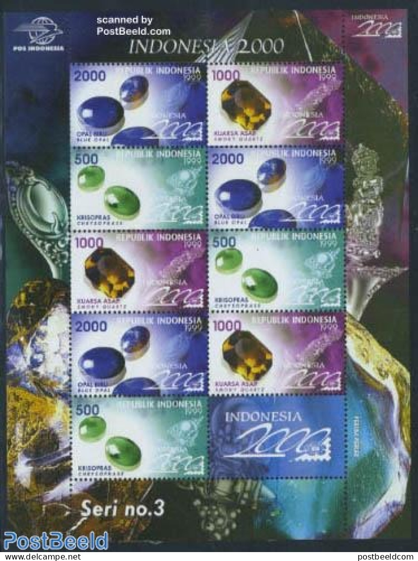 Indonesia 1999 Gemstones M/s, Mint NH, History - Geology - Indonésie