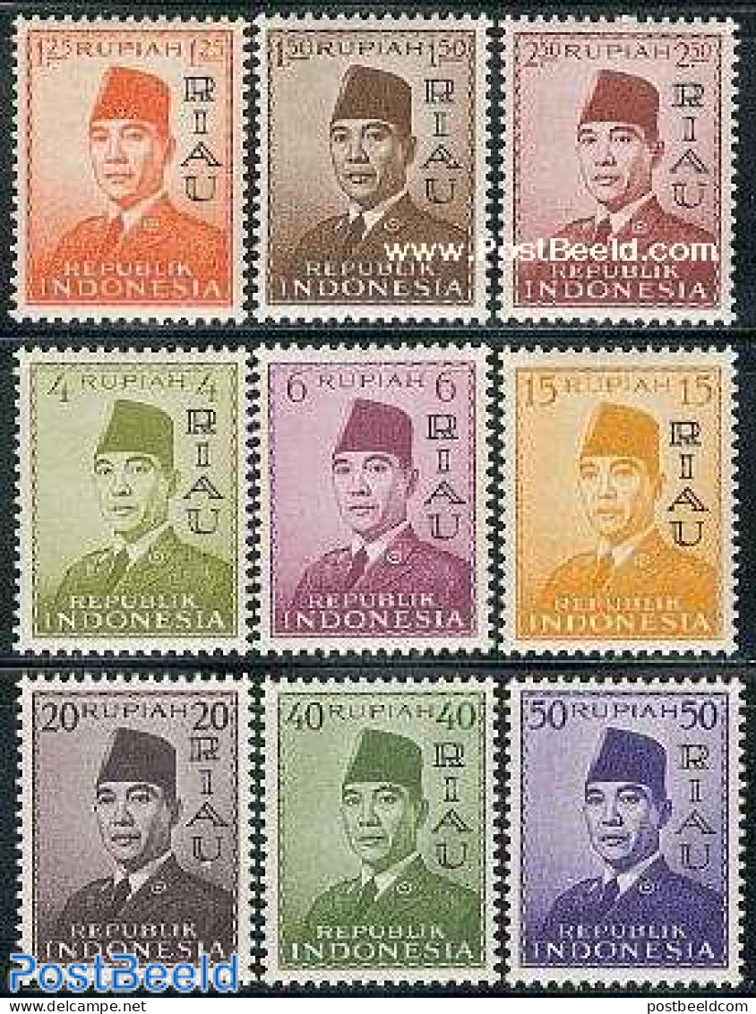 Indonesia 1960 RIAU Overprints 9v, Mint NH - Indonesia