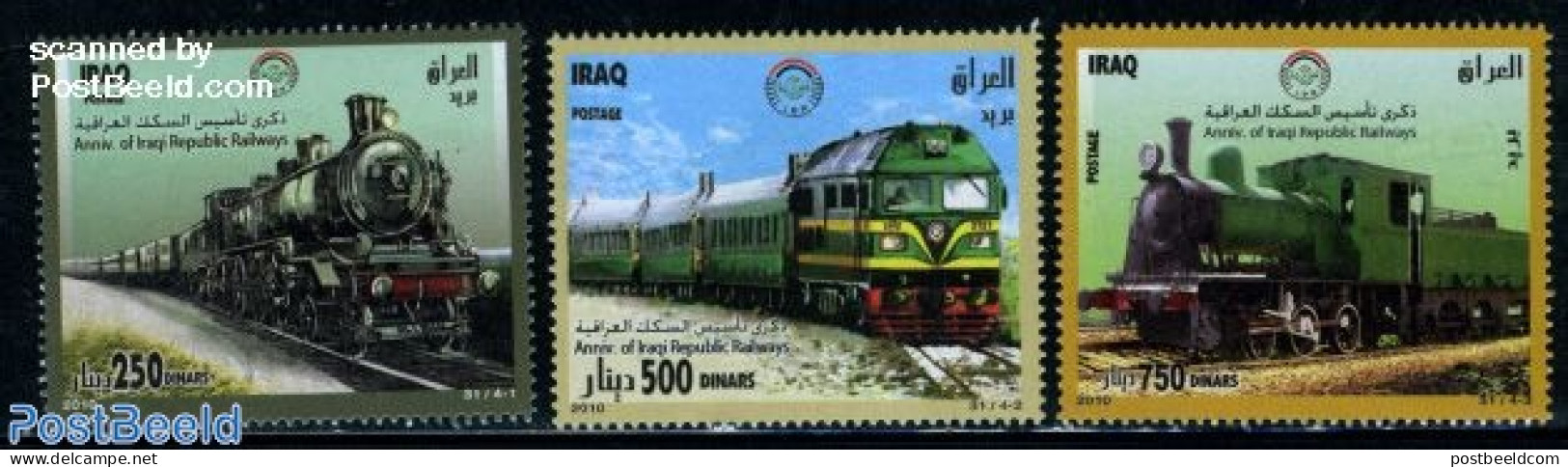 Iraq 2010 Railways 3v, Mint NH, Transport - Railways - Trains