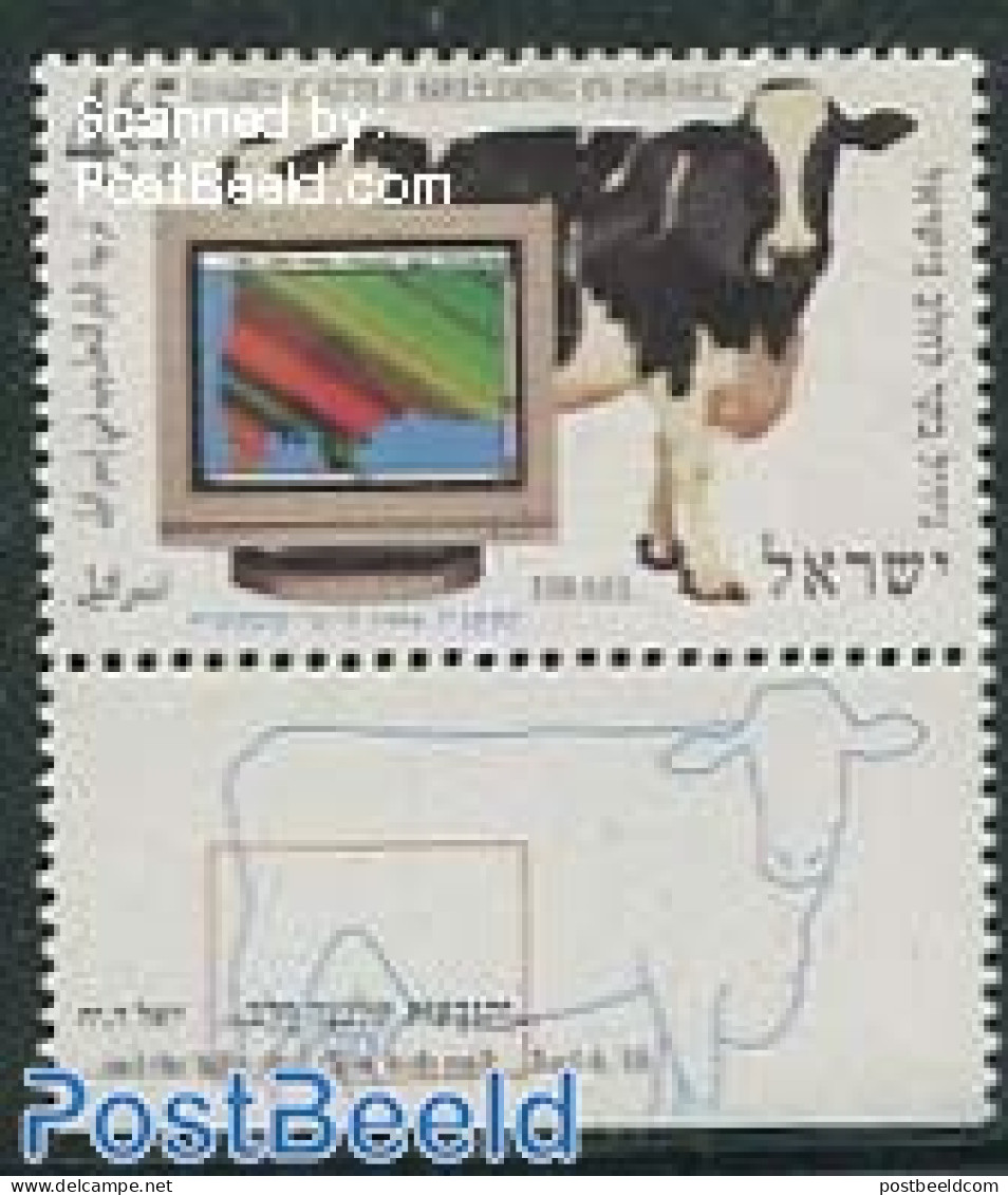 Israel 1996 Cattle 1v, Mint NH, Nature - Science - Animals (others & Mixed) - Cattle - Computers & IT - Neufs (avec Tabs)
